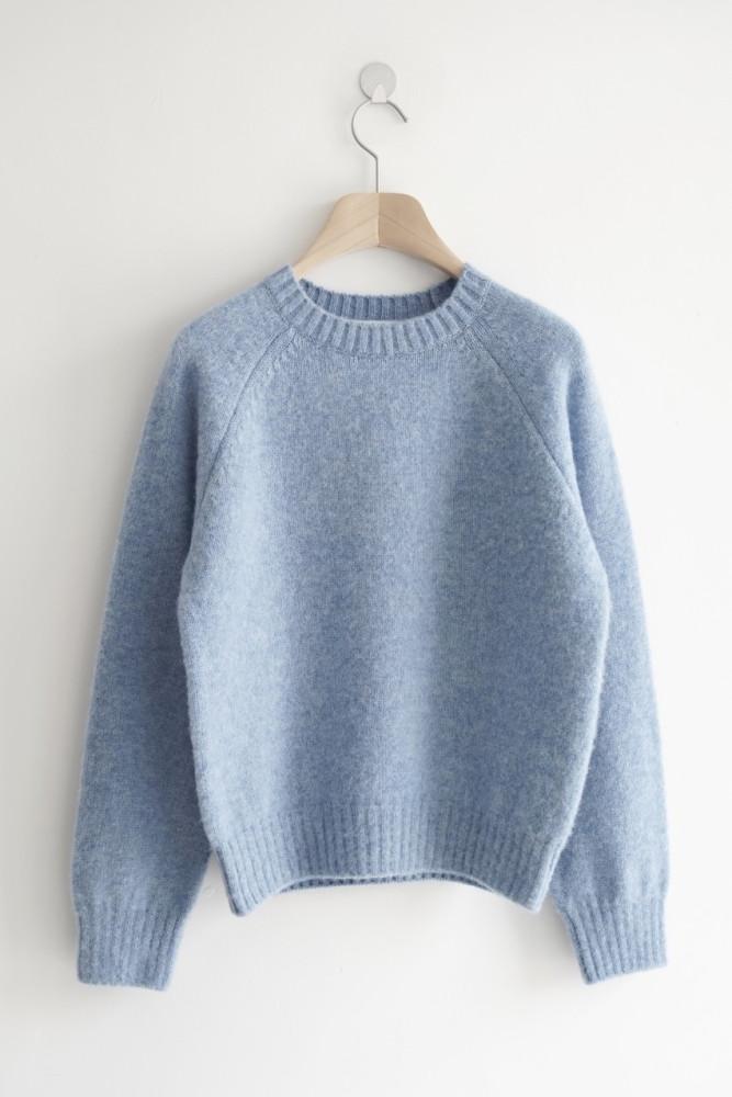 [LOUNGE] 라운지 브러쉬 니트 울 100% 쉐기독 라운드 스웨터 (4color)