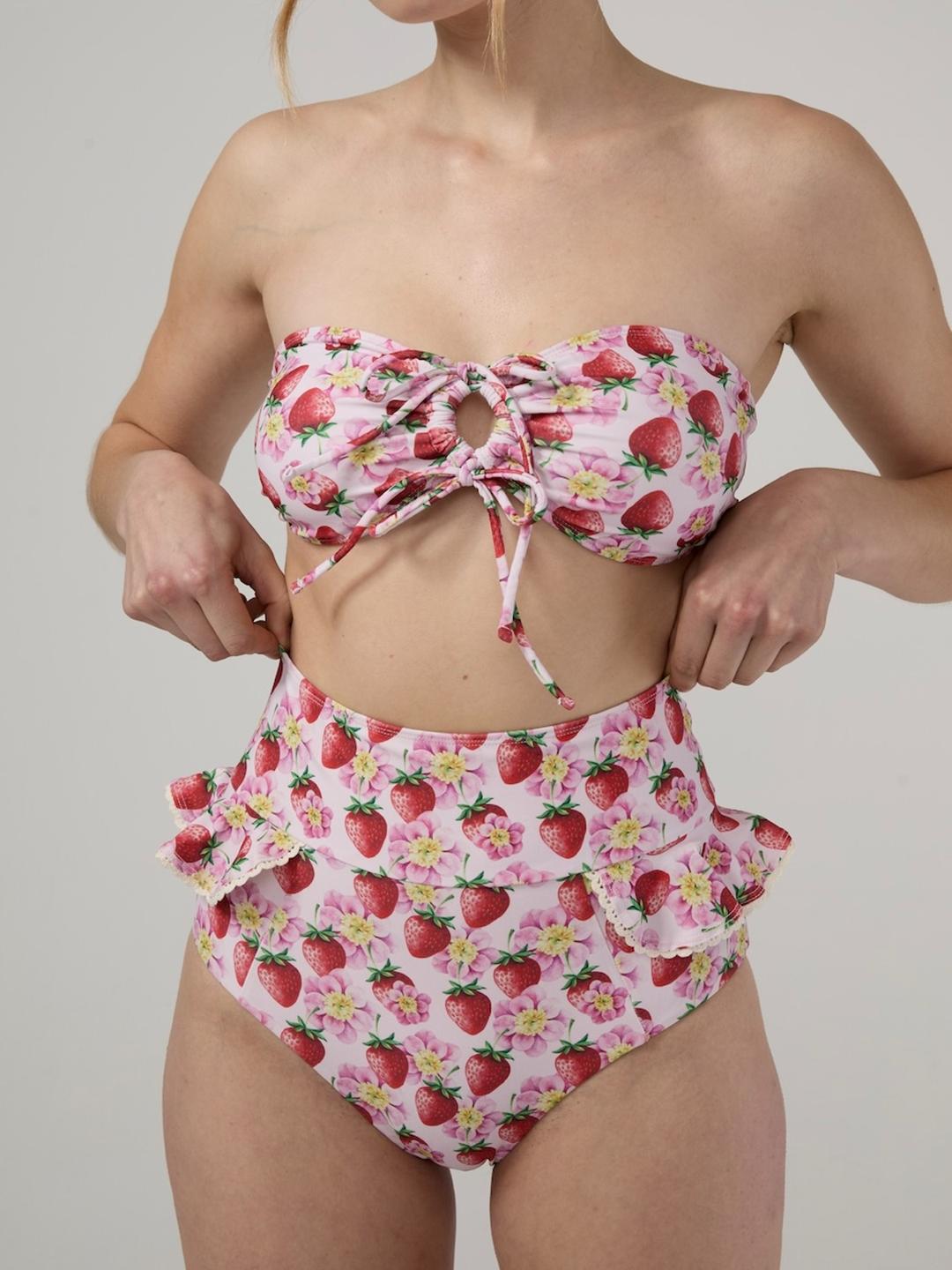 BOW BIKINI TOP (STRAWBERRY MILK)