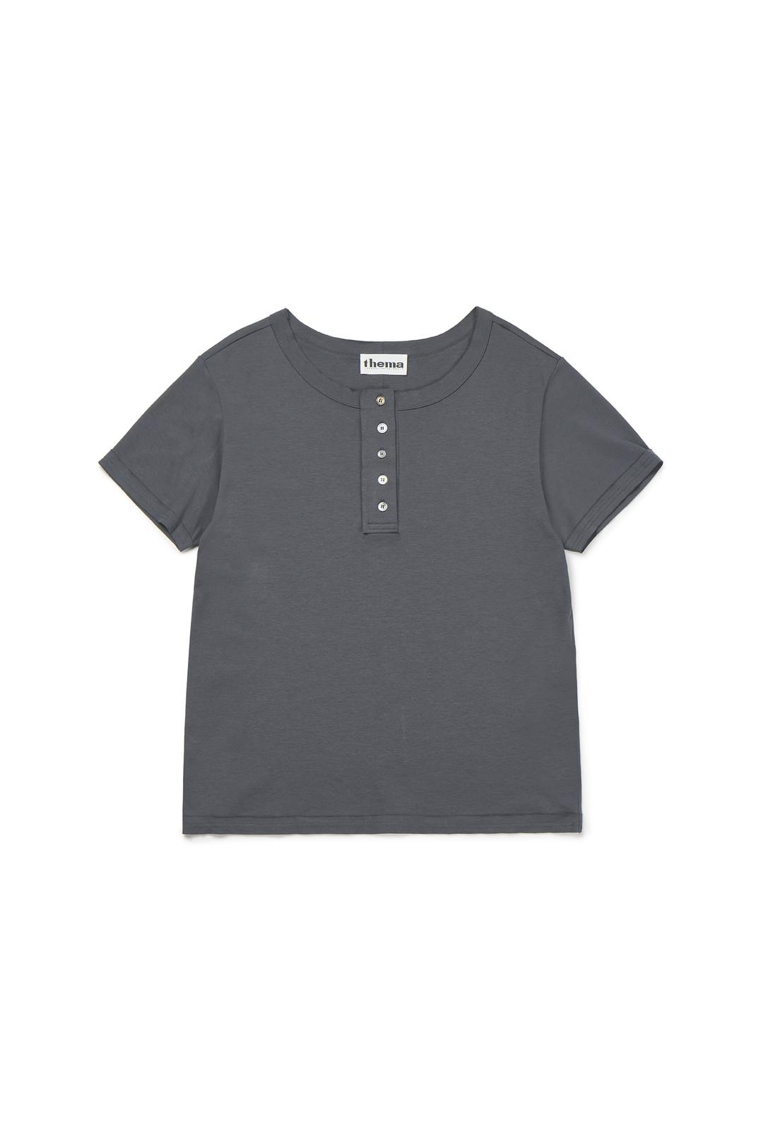 5 BUTTON HENRY NECK_CHARCOAL