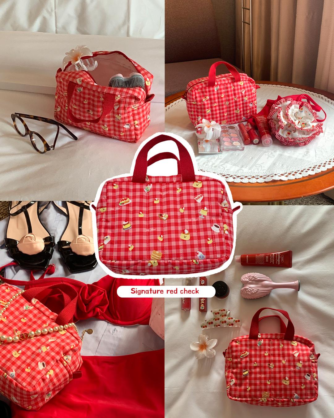 시그니처파우치-Red check