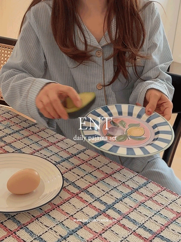 ✨봄BEST🌷 H.made✔ 엔트 스트라이프 순면 커플 잠옷 긴팔 파자마 세트 4color 직진배송