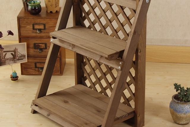 2단 원목 화분 정리대 다크