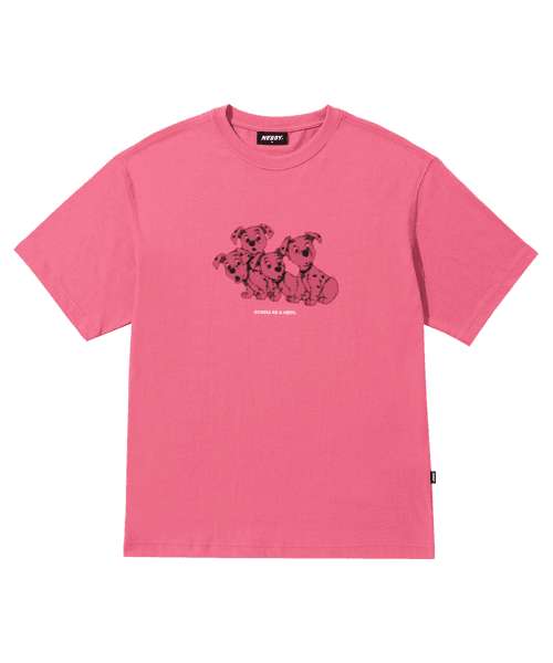디즈니 X 널디 하프톤 반팔 티셔츠 (달마시안) 핫 핑크