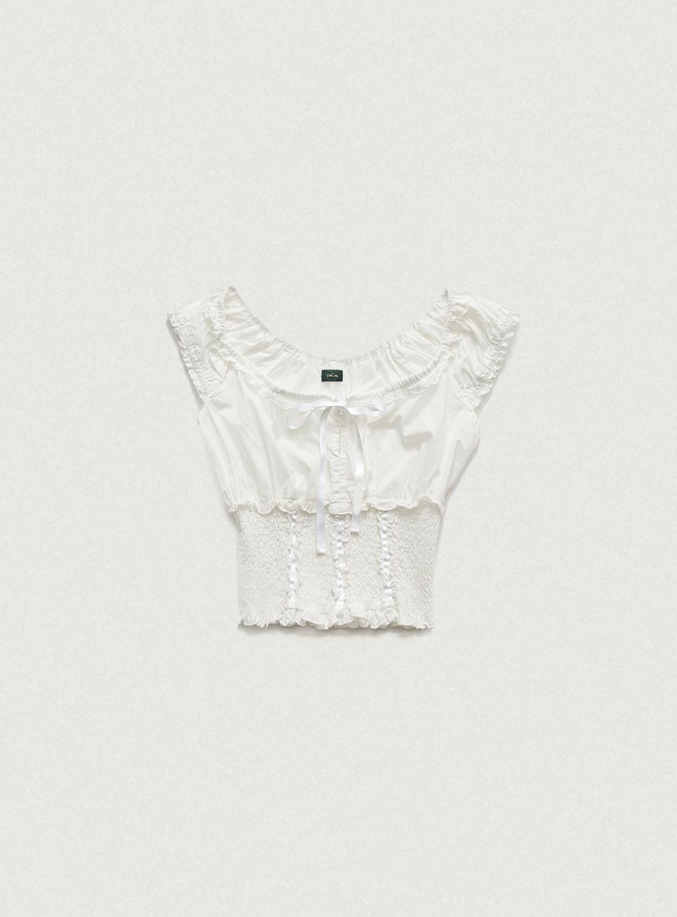 [3/17 14:00 KST OPEN] White Petunia Smocked Blouse