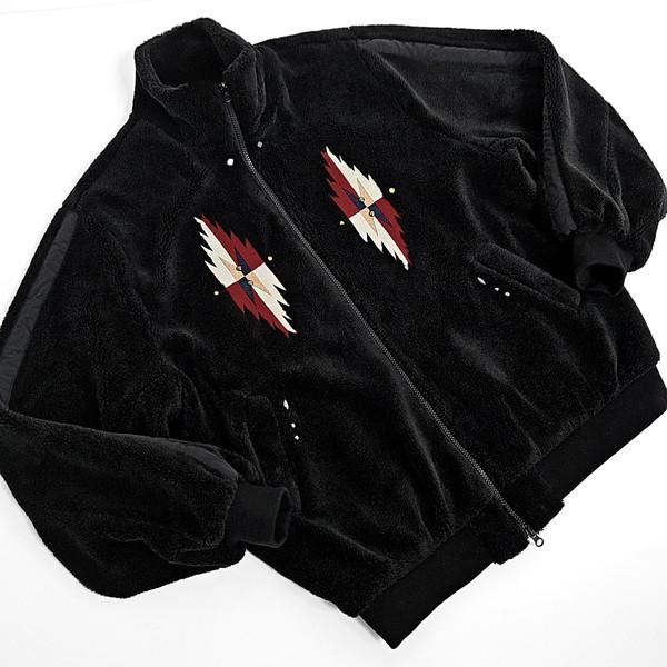 Poatan chimayo pattern fleece jumper (black)