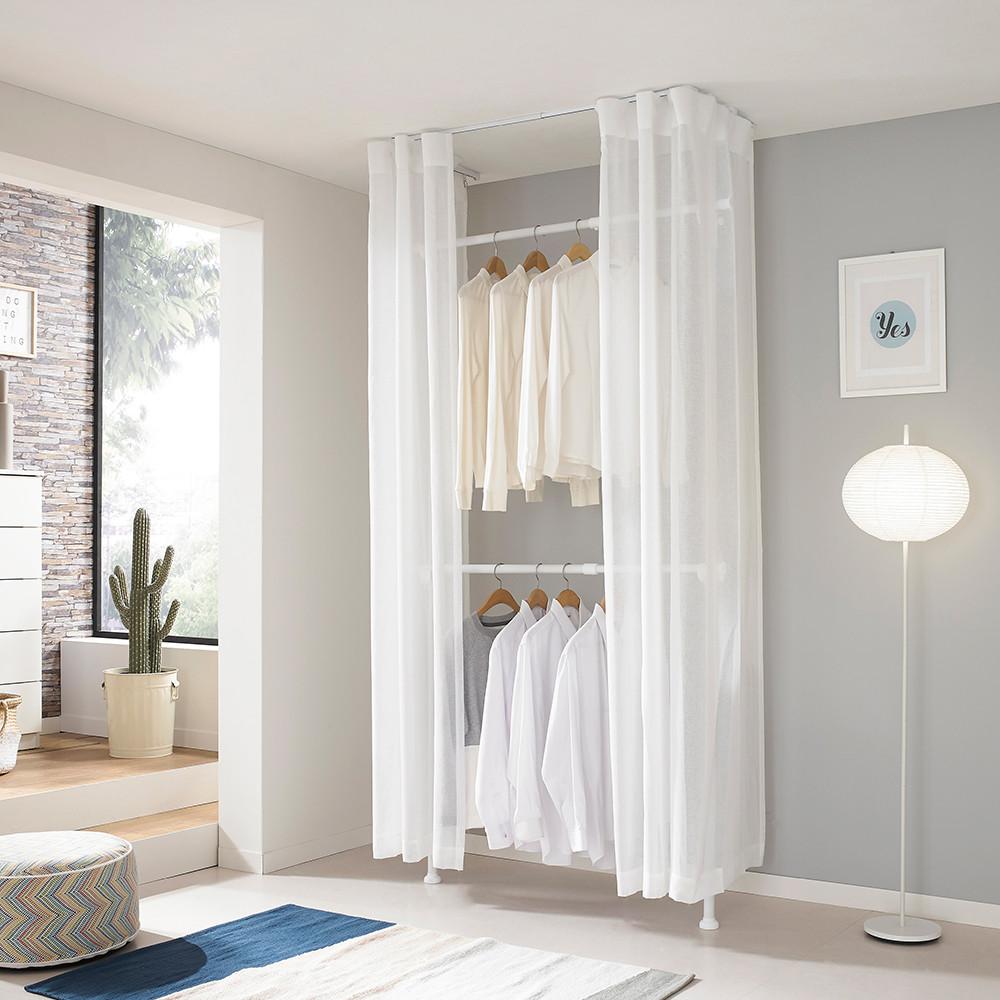 이지온행거 EO-S212 작은방 2단 옷걸이 미니 커튼 행거 폭 80-110cm