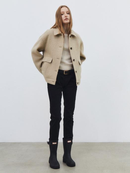 alpaca blend bomber halfcoat - beige