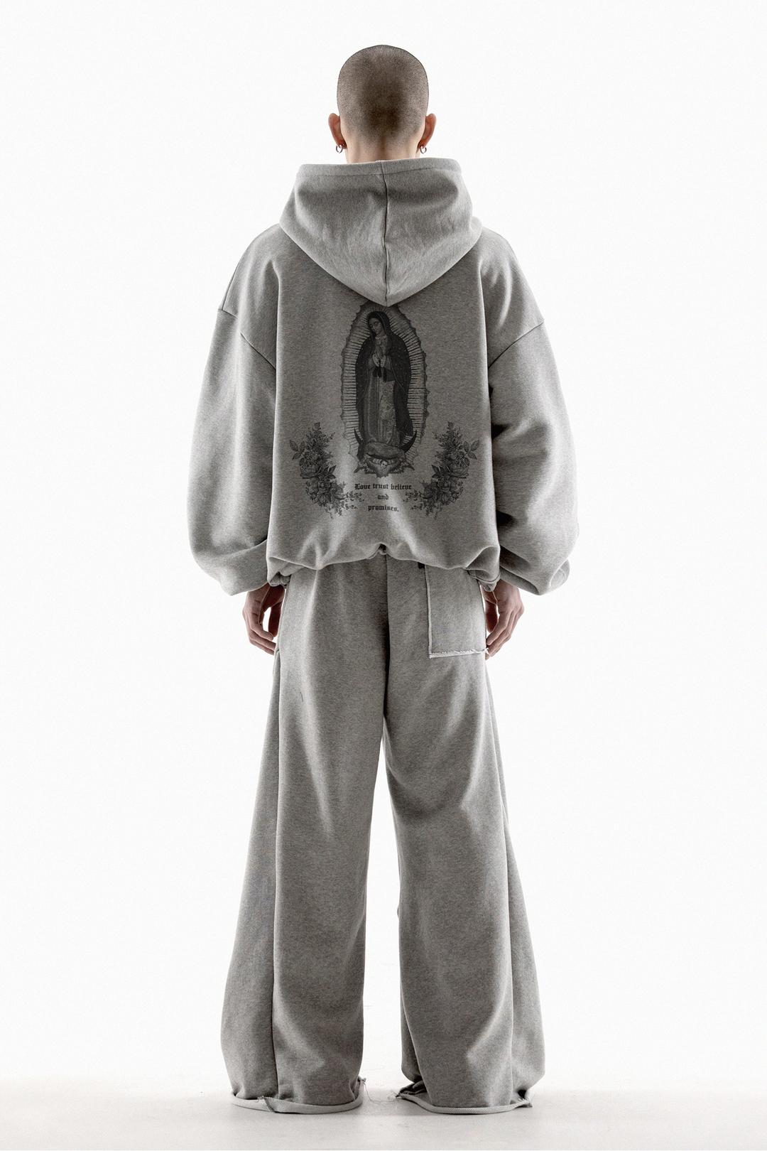 GUADALUPE STRING MID LENGTH HOODED ZIP UP - MELANGE