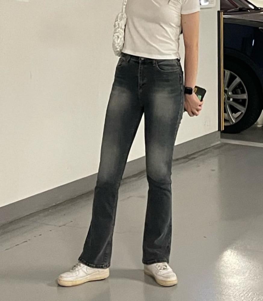 (세일)러빈 부츠컷 히든밴딩 워싱 데님팬츠(중청)