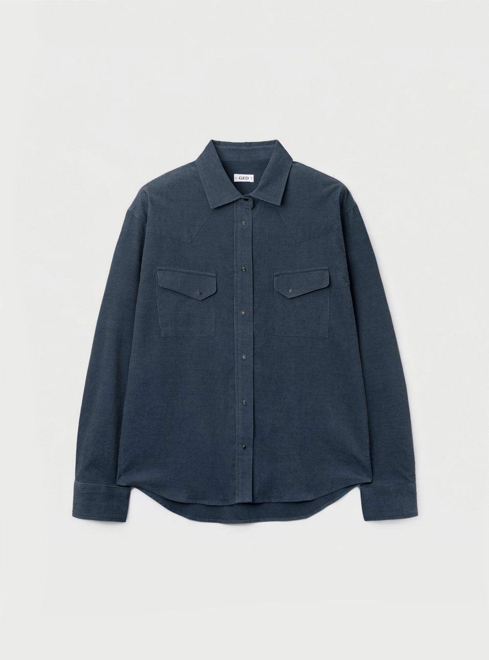 POCKET CORDUROY SHIRT - BLUE