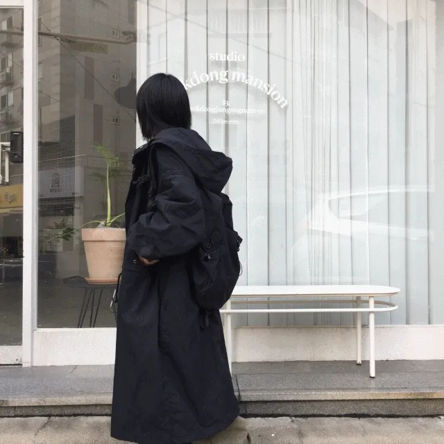 [가을버전] 테리 오버핏 개파카 후드 피쉬테일 롱 야상