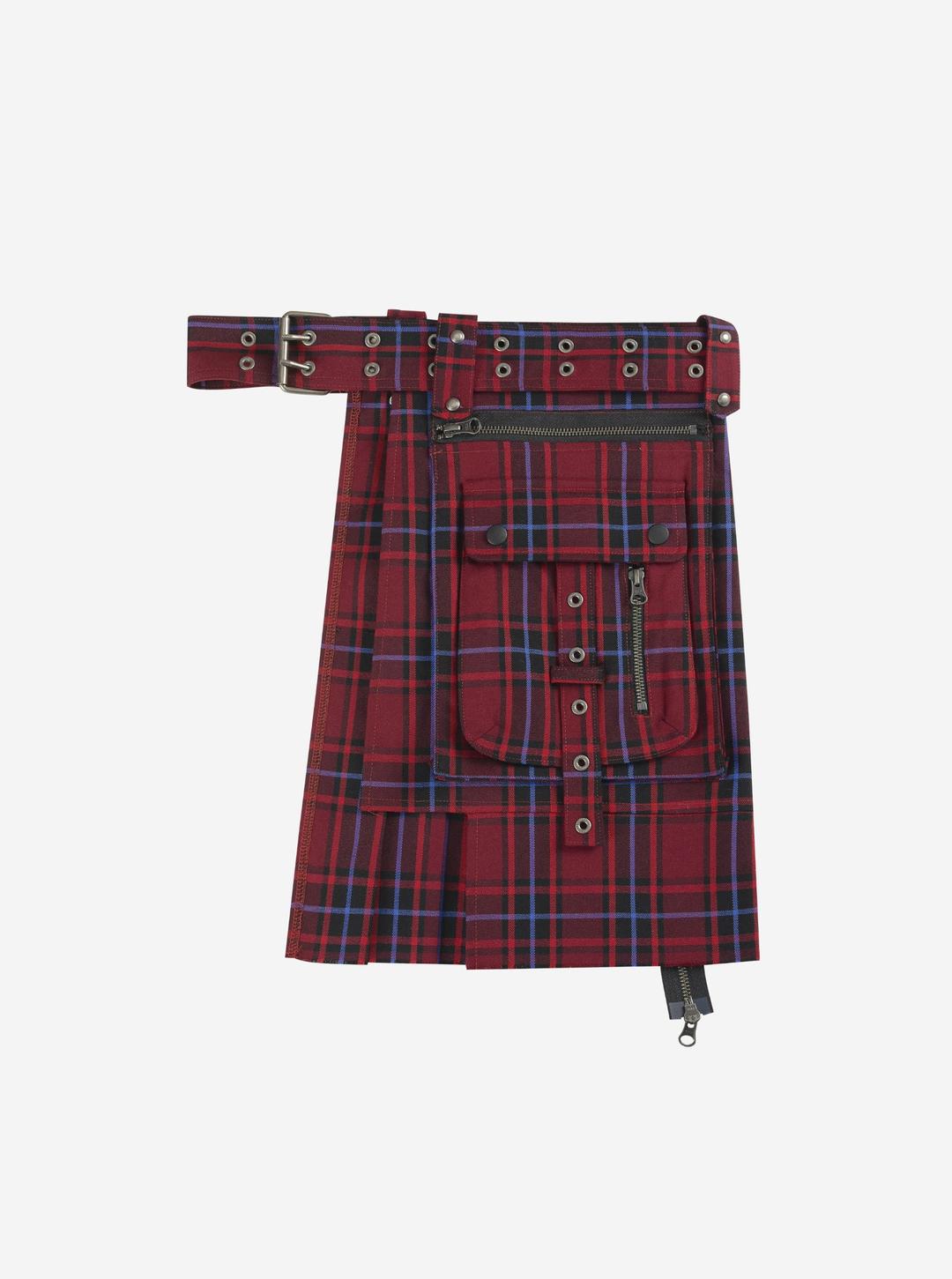 BAJESS LAYERED SKIRT  CHECK RED BLUE