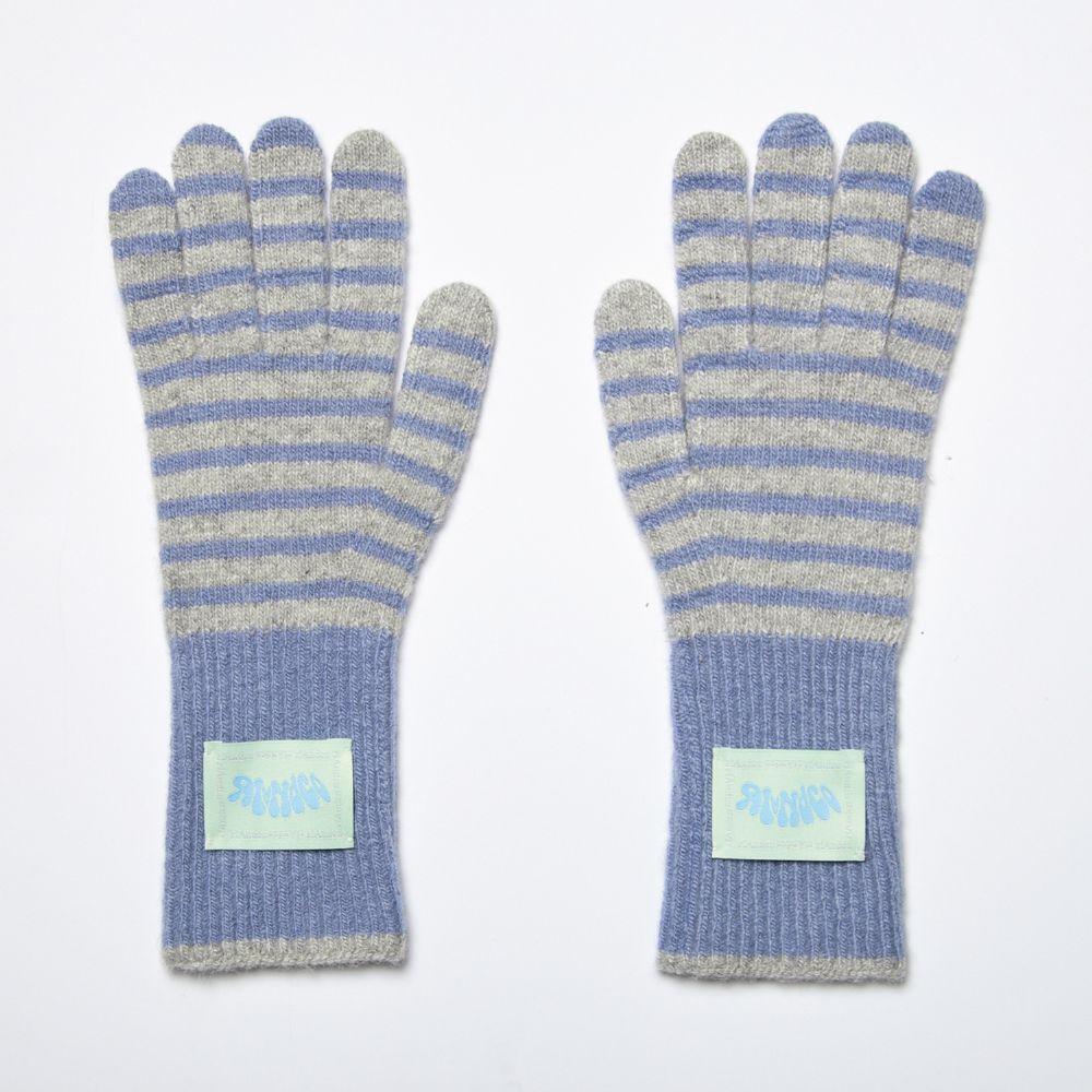 FINGERHOLE STRIPE GLOVES BLUE
