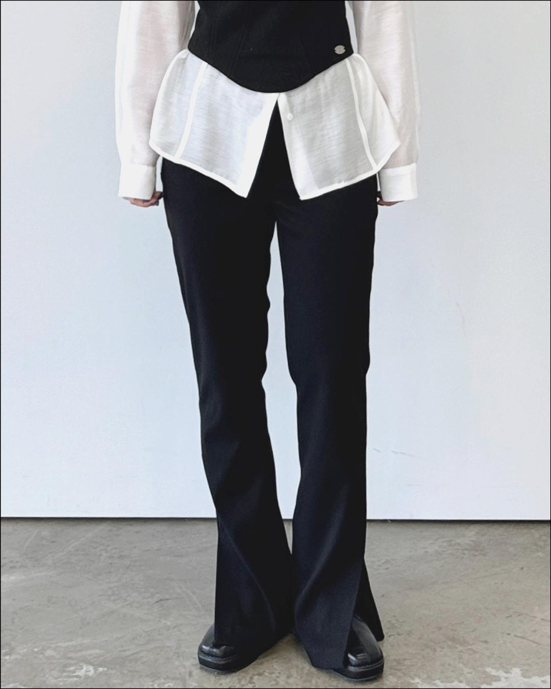 SLIT BOOTCUT PANTS_BLACK S/T