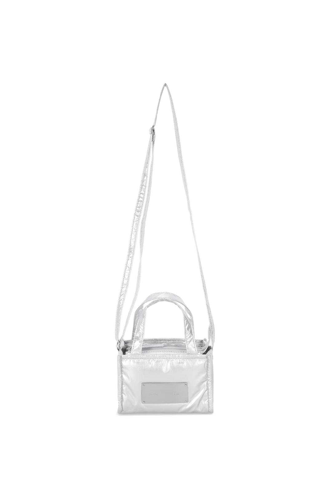 TWO WAY MINI PADDING TOTE BAG IN SILVER
