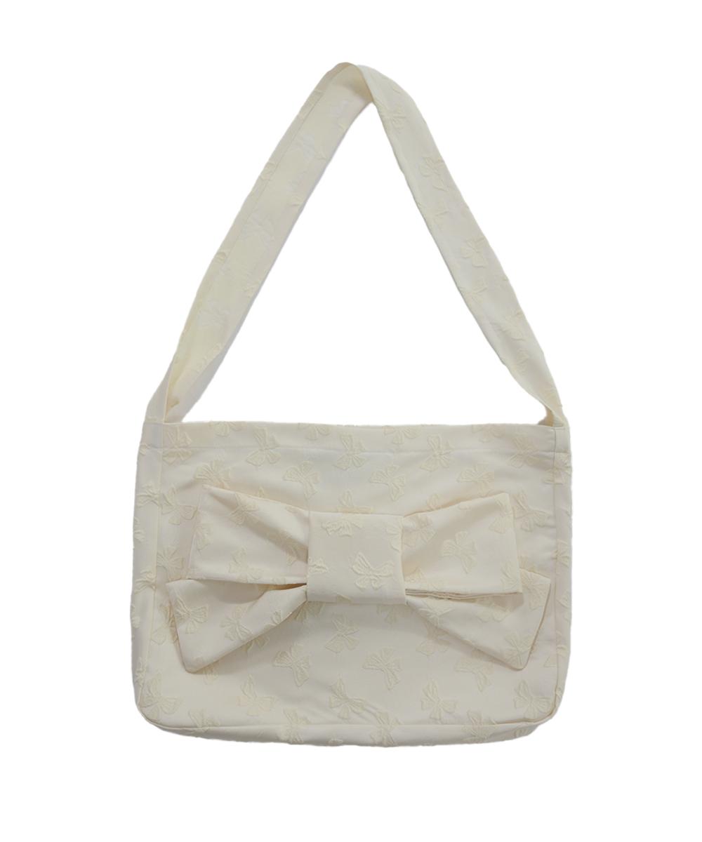 RIBBON JACQUARD SHOULDER BAG [IVORY]_3/28부터 순차발송
