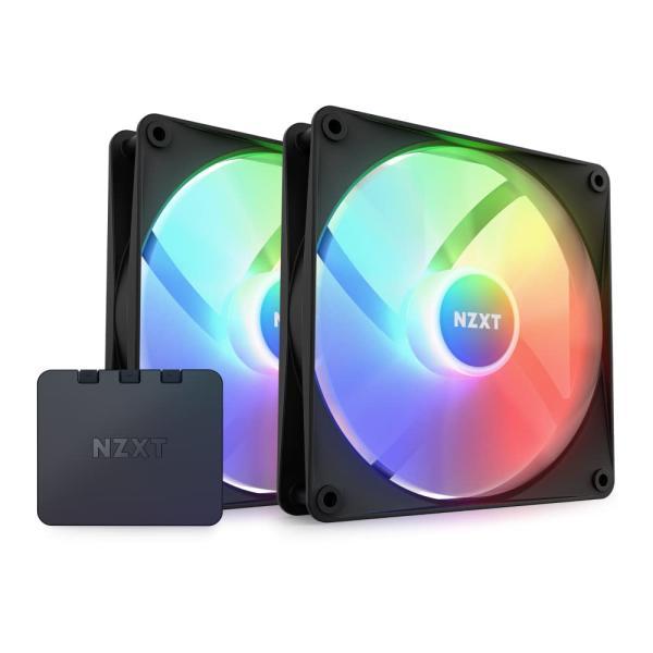 NZXT F140 RGB 코어 트윈 팩 - RGB 컨트롤러가 있는 140mm 허브 장착 RGB 팬 2개 - 개별 주소 지정 가능한 LED 8개 - 반투명 블레이드 - 높은 정압 및 공기 흐름 - CAM 소프트웨어 - 블랙
