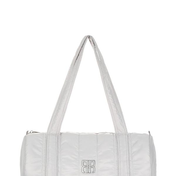 [6/5 예약배송] Glossy Nylon Padded Bag - Silver