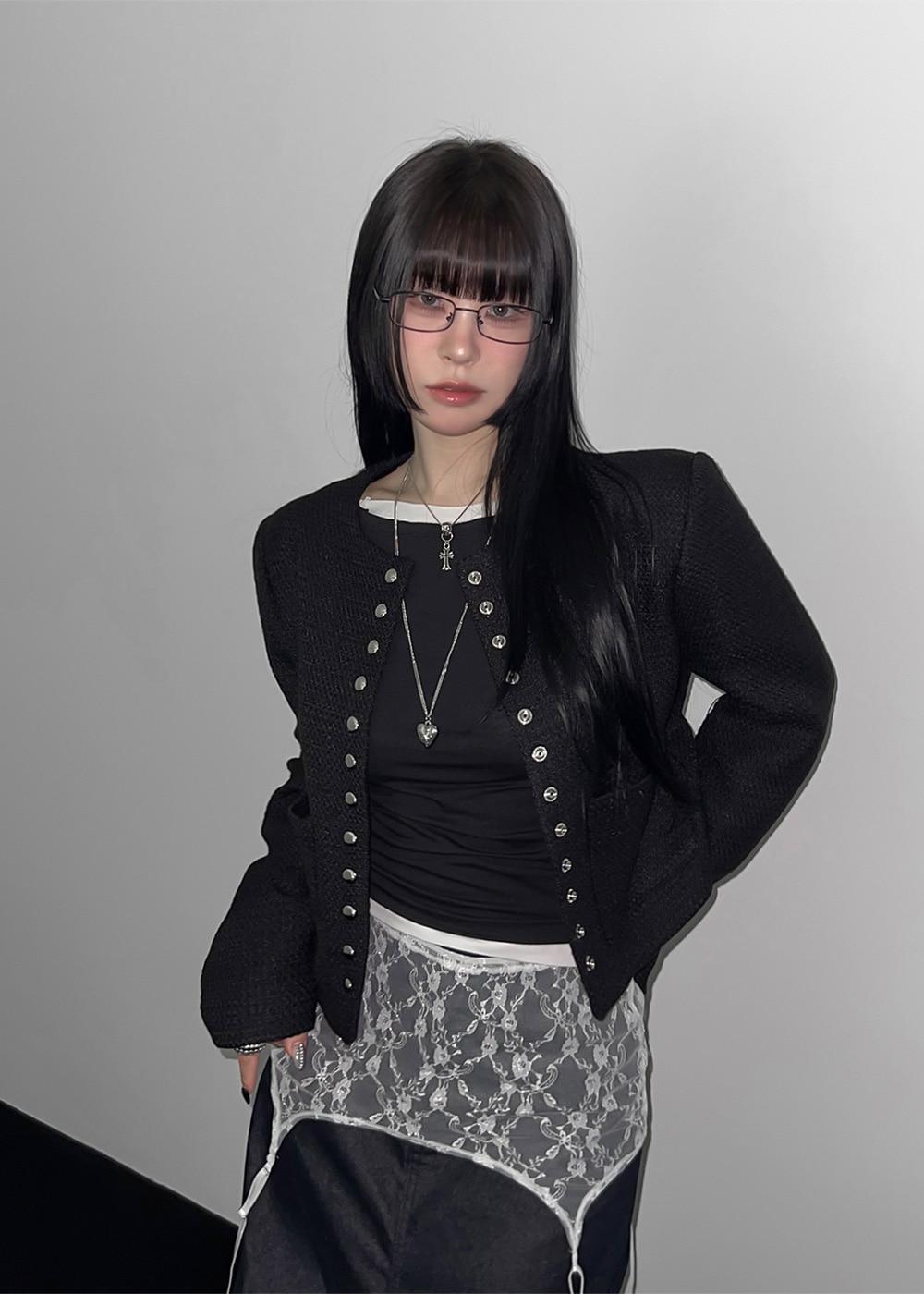 TORY TWEED BURTON CROP JACKET / 토리 트위드 버튼 크롭 자켓