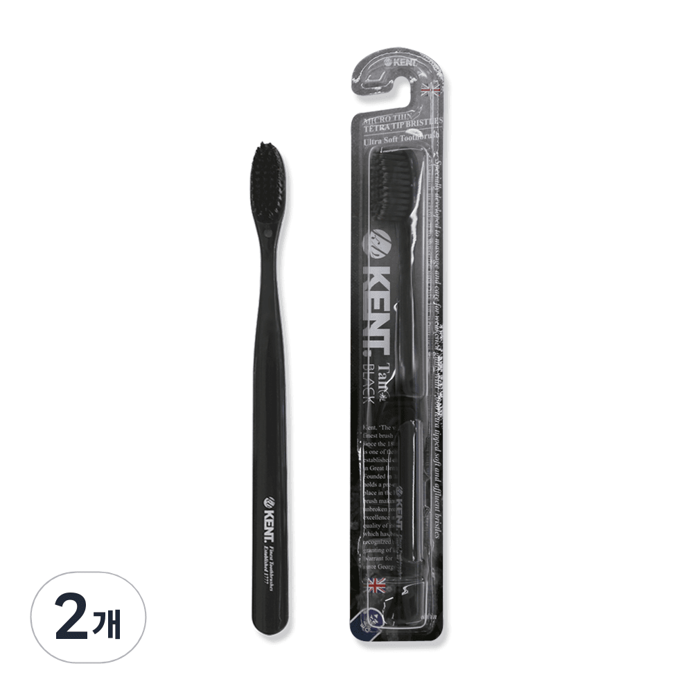 켄트 탄 초극세모 칫솔 블랙, 1개입, 2개