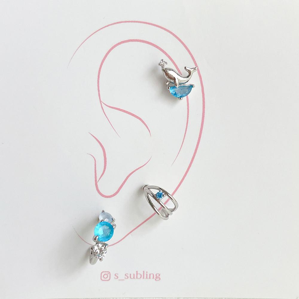 블루 돌고래 페이크링 써지컬스틸 피어싱