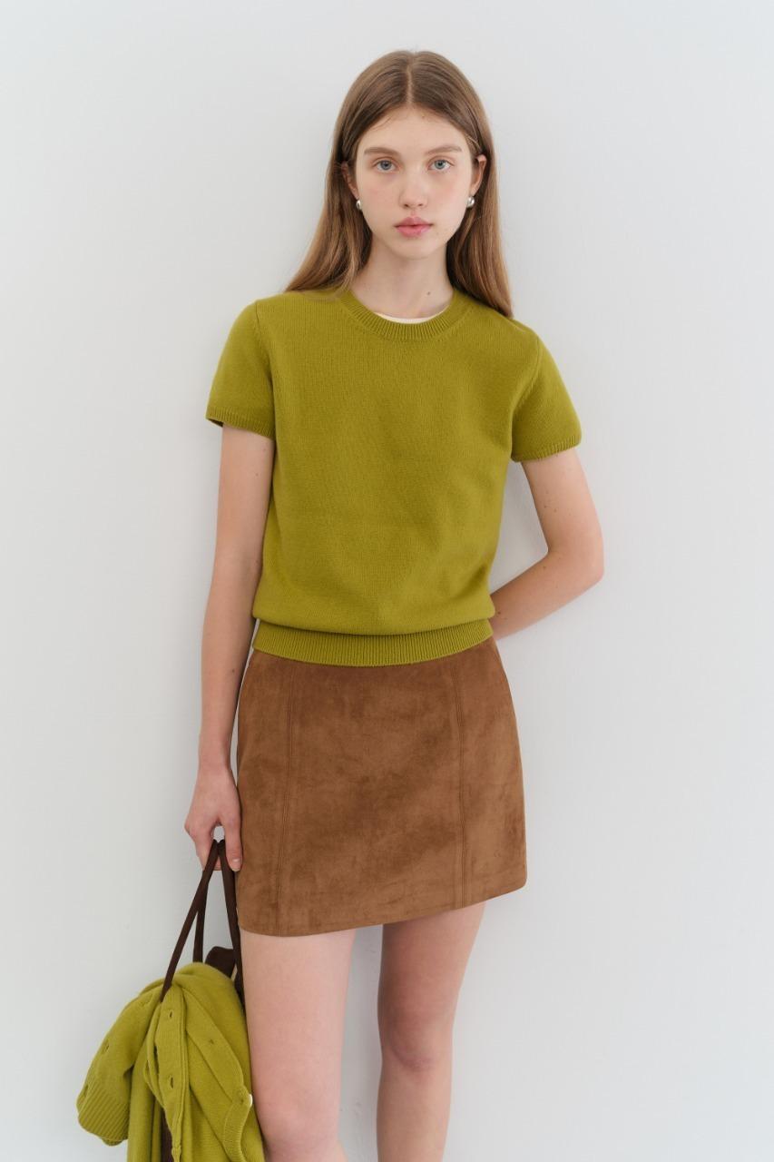 HALF SLEEVE KNIT TOP OLIVE