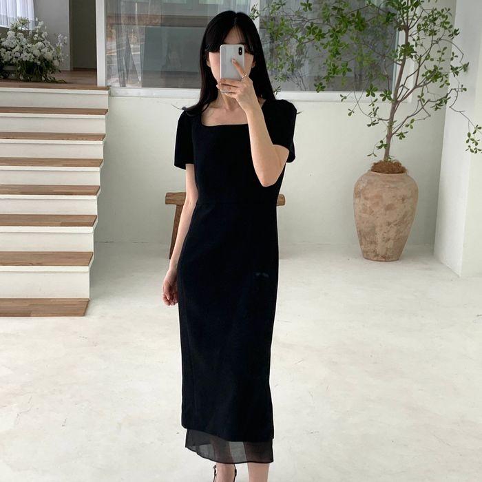[29CM 단독/고민영,라사제스지혜 착용]Square See-through Dress[LMBESPDR5806]-Black