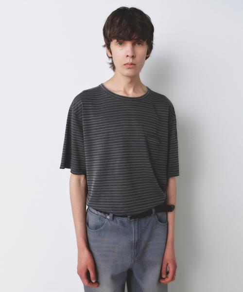 스트라이프 다잉 포켓 티셔츠 CHARCOAL