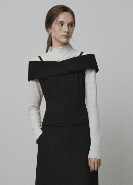 [Exclusive]오프숄더 셋업 블라우스