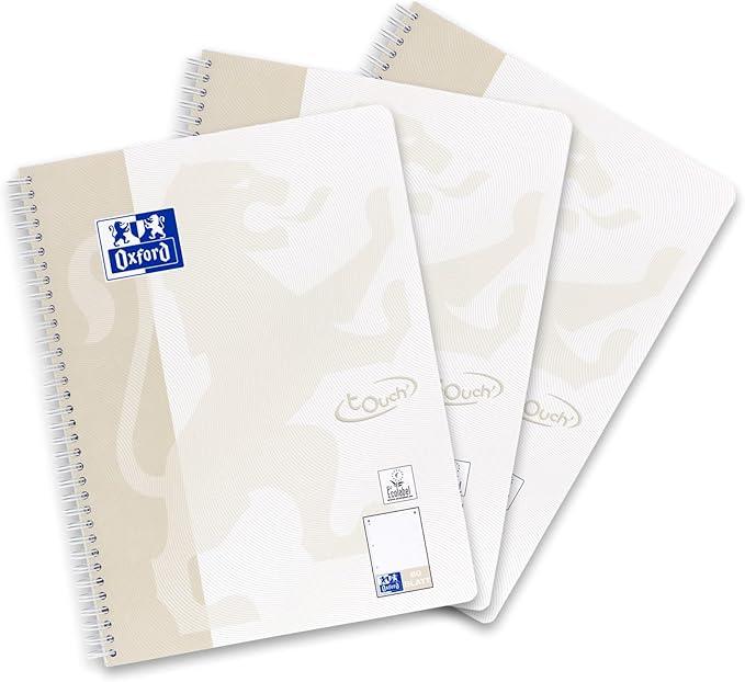 Oxford Touch College Block A4 Dot Truck/Dotted, 160 Pages, Light Grey, 3 Pieces