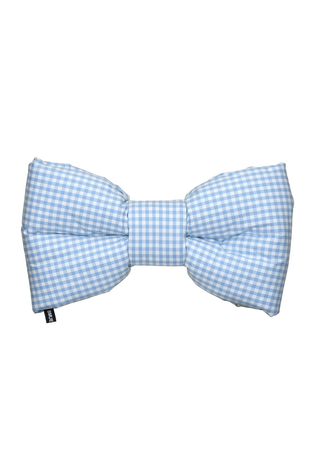 깅엄 체크 리본 쿠션