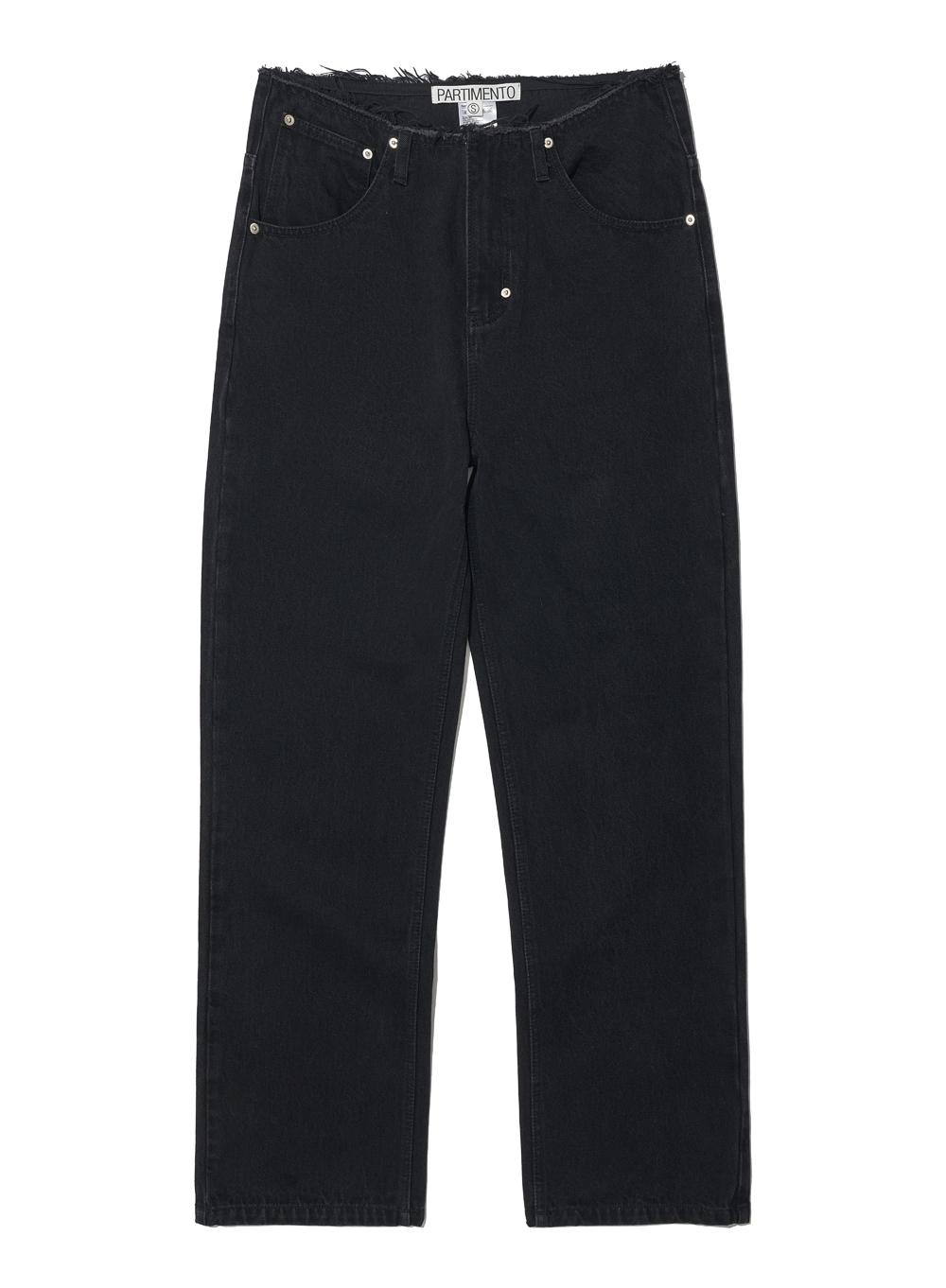 [WOMEN] CUT-OFF WAIST DOT PRINTED JEANS_BLACK