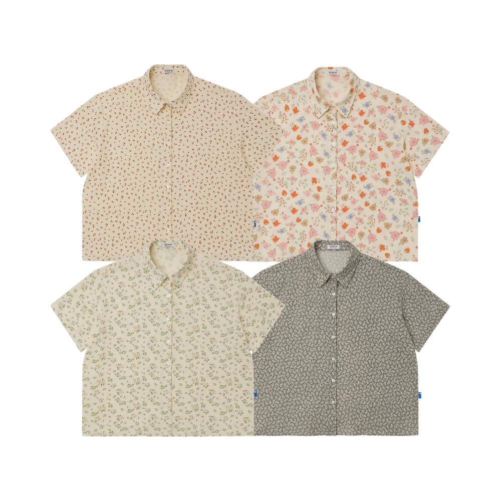 [4 COLOR] 여성 꽃무늬 여름 반팔 여자 플라워 거즈 썸머 카라 블라우스 잠옷 남방