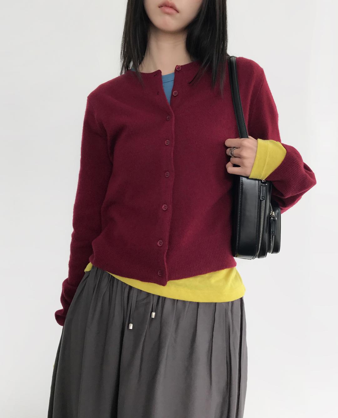 Toto Merino Wool Cardigan, Burgundy (2c)