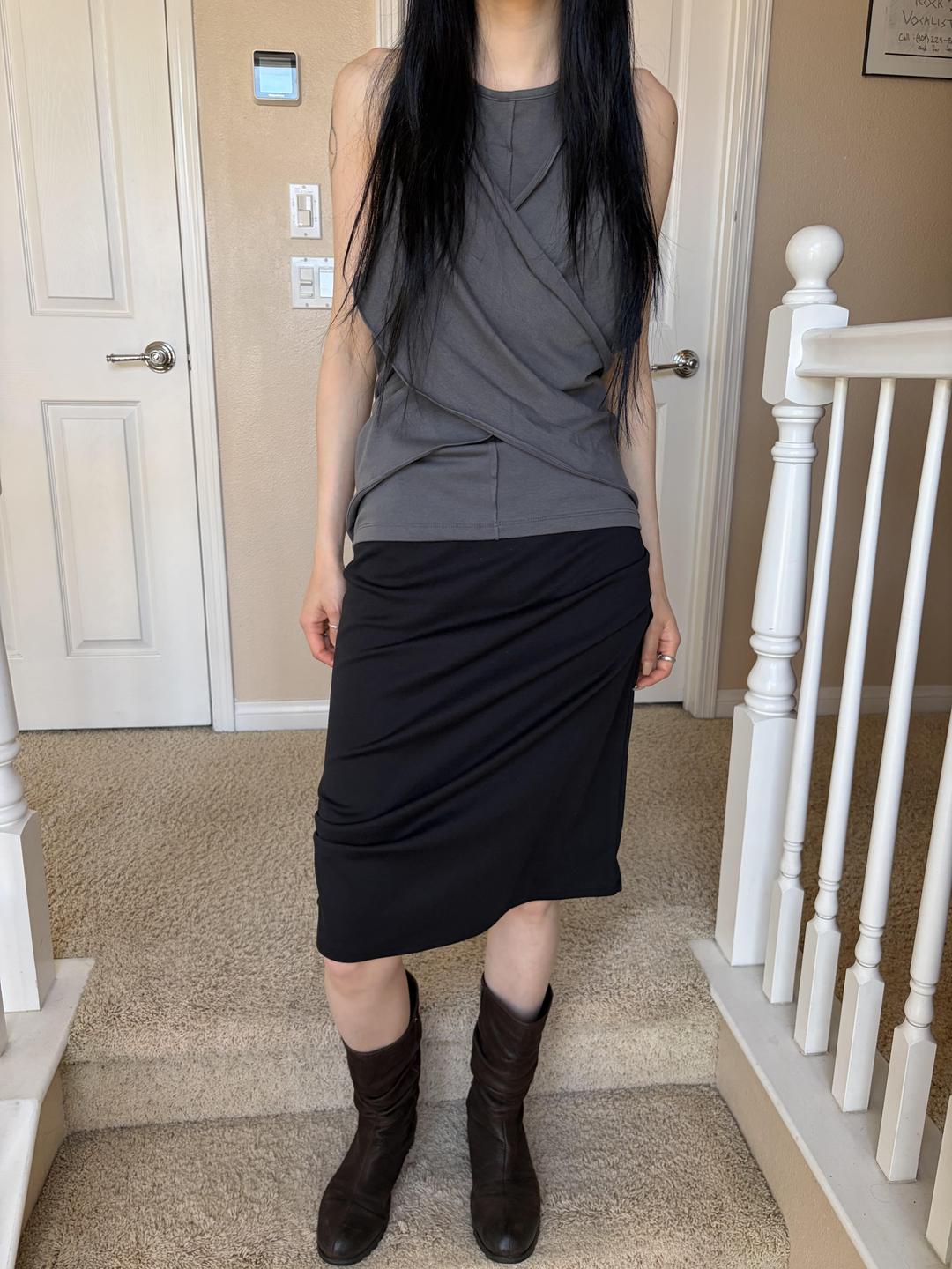 HALTER WRAP SLEEVELESS_CHARCOAL