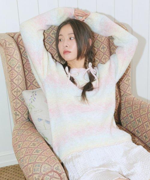 GRADATION BOUCLE KNIT (LIGHT PINK)