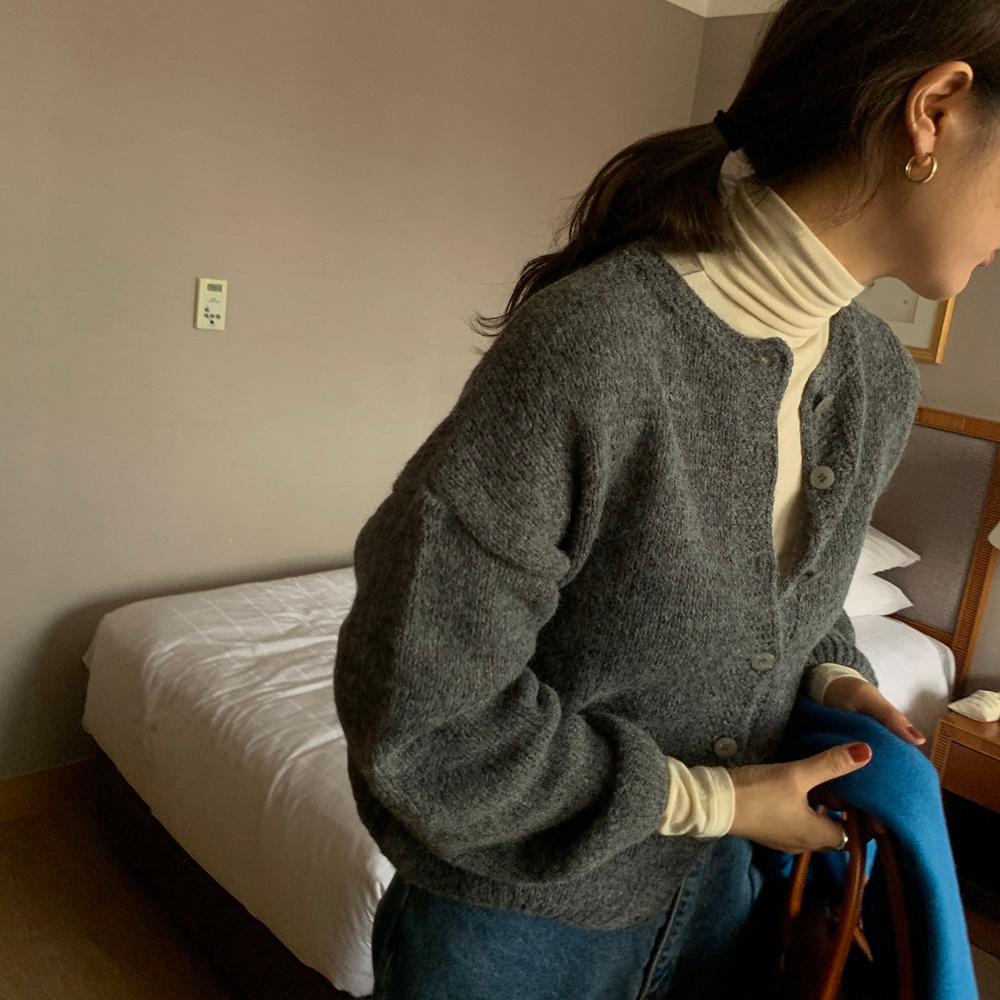 레옹 알파카 울 루즈핏 가을 겨울 니트 가디건