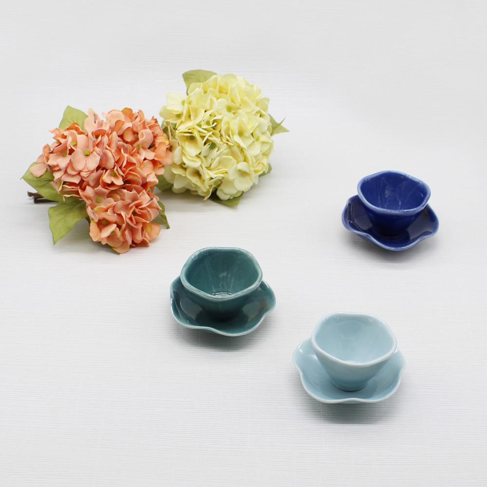 핸드메이드 도자기 꽃잎 찻잔(3color)