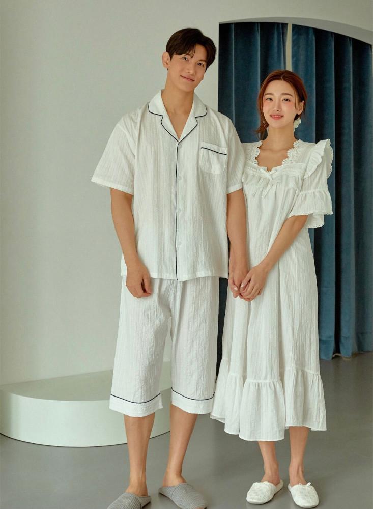 [백화점,국산도비면100]신혼부부커플잠옷 부모님잠옷 원피스&상하세트 결혼선물