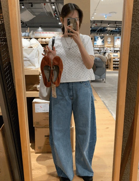 하프닉 투톤 절개 배색 와이드 팬츠 2color