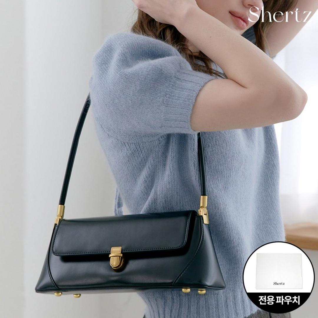 [Shertz 세르쯔] 트라페즈 닥스훈트 유광 소가죽 숄더백 + 세르쯔 가방파우치 - 숄더백 | 쿠팡
