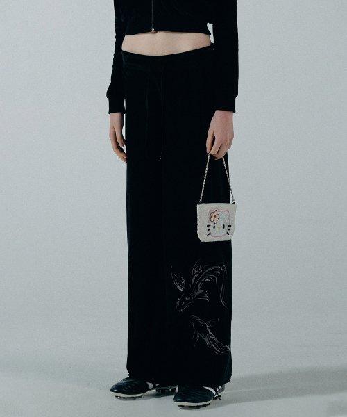 Velour Bootcut pants Black