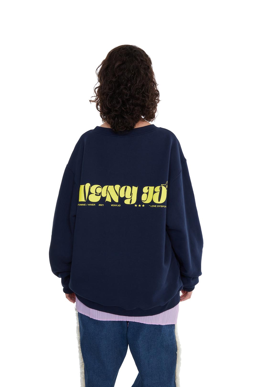 " Love Dysphoria \" WIDE NECK SWEATSHIRTS (NAVY)