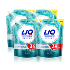 리큐 진한겔 딥클린 트리플파워 액상세제 리필 일반용  2L, 4개