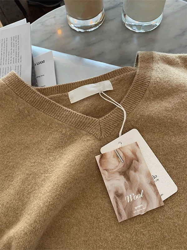 템퍼 메리노울100 브이넥 니트 / 6color