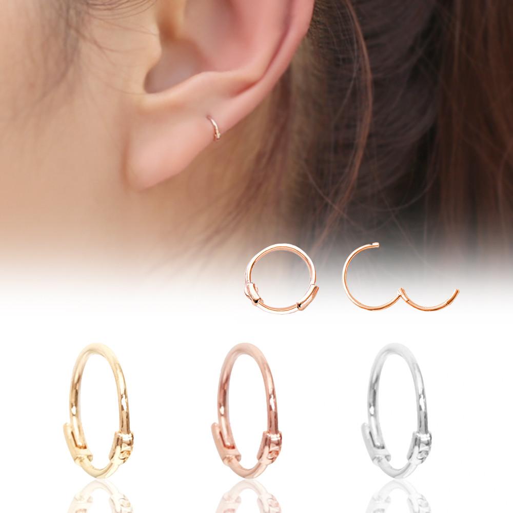 14K 골드 데일리 원터치 얇은 링 귀걸이 귓바퀴 피어싱 6mm