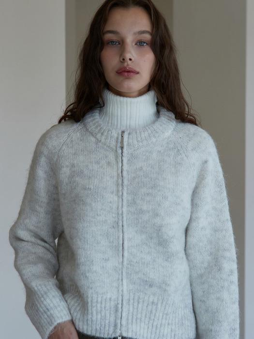 라운드 울 집업 니트 아이보리 iuw1400