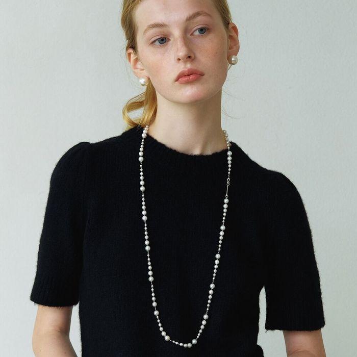 Slim Cone Pearl Long Necklace