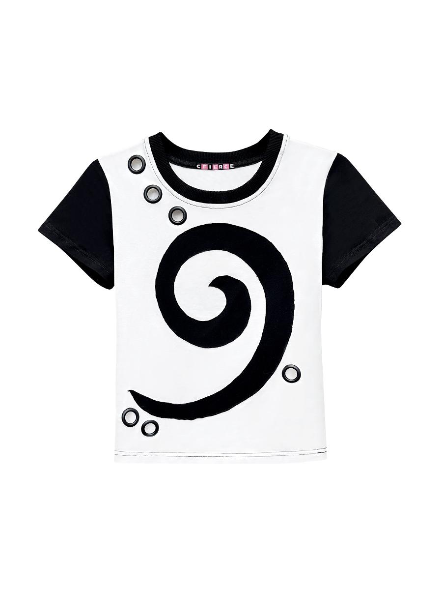 Spiral Patchwork Cutout T-shirt