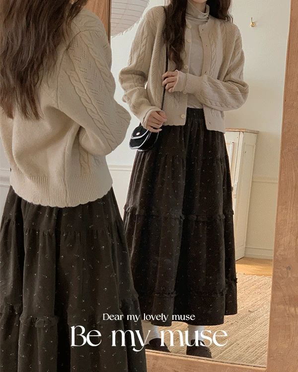 [MADE]림블 플로럴 코듀로이 캉캉 가을 롱 스커트